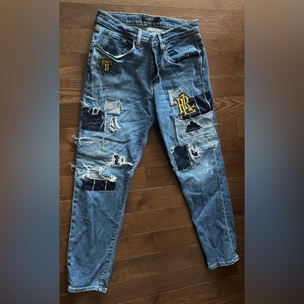 Ralph Lauren Detailed Patchwork Indigo Denim Trousers